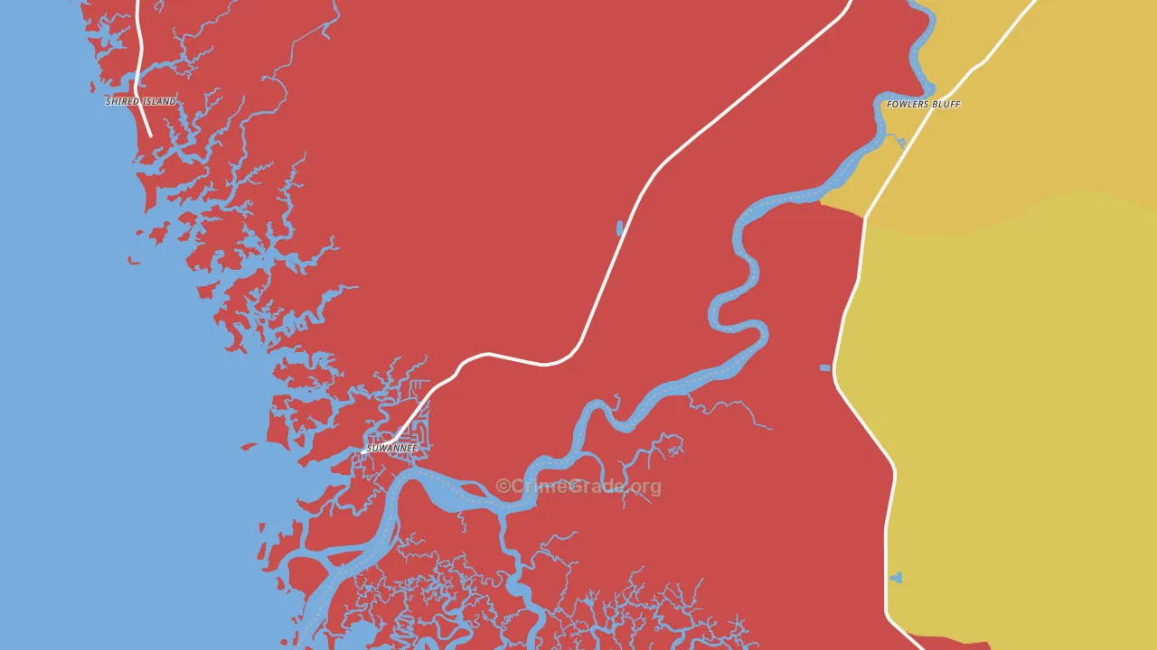 Suwannee, FL Map of Drug-Related Crime Rates