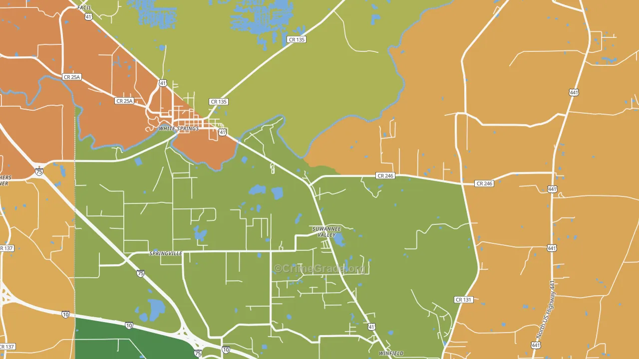 Suwannee Valley, FL Map of Drug-Related Crime Rates