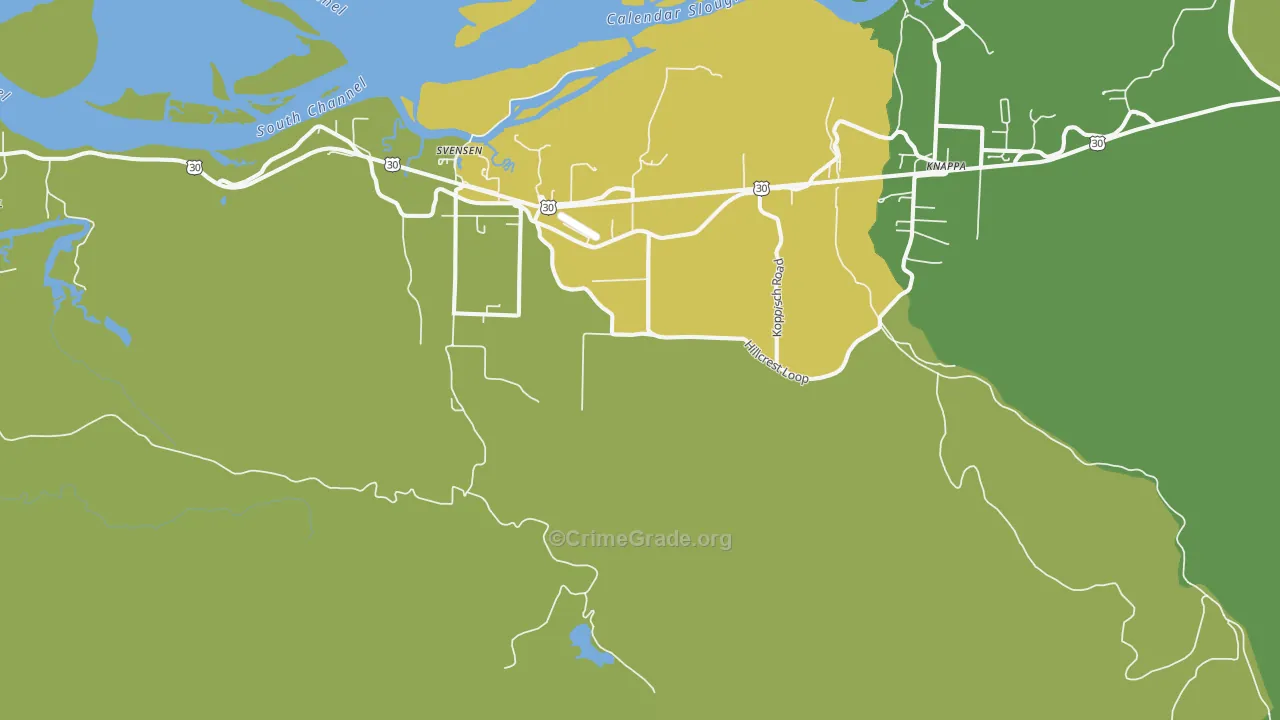Svensen, OR Map of Drug-Related Crime Rates