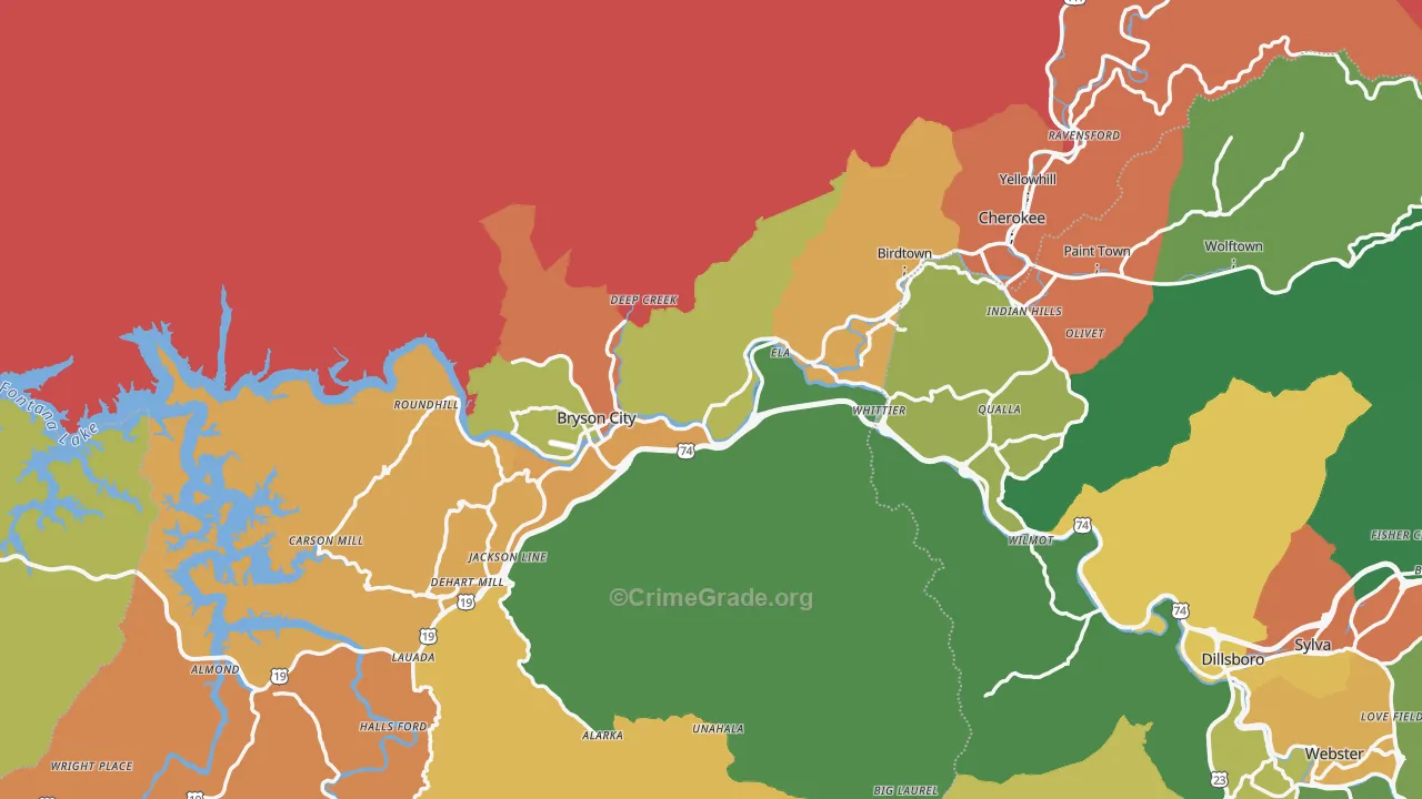 Swain County, NC Map of Drug-Related Crime Rates
