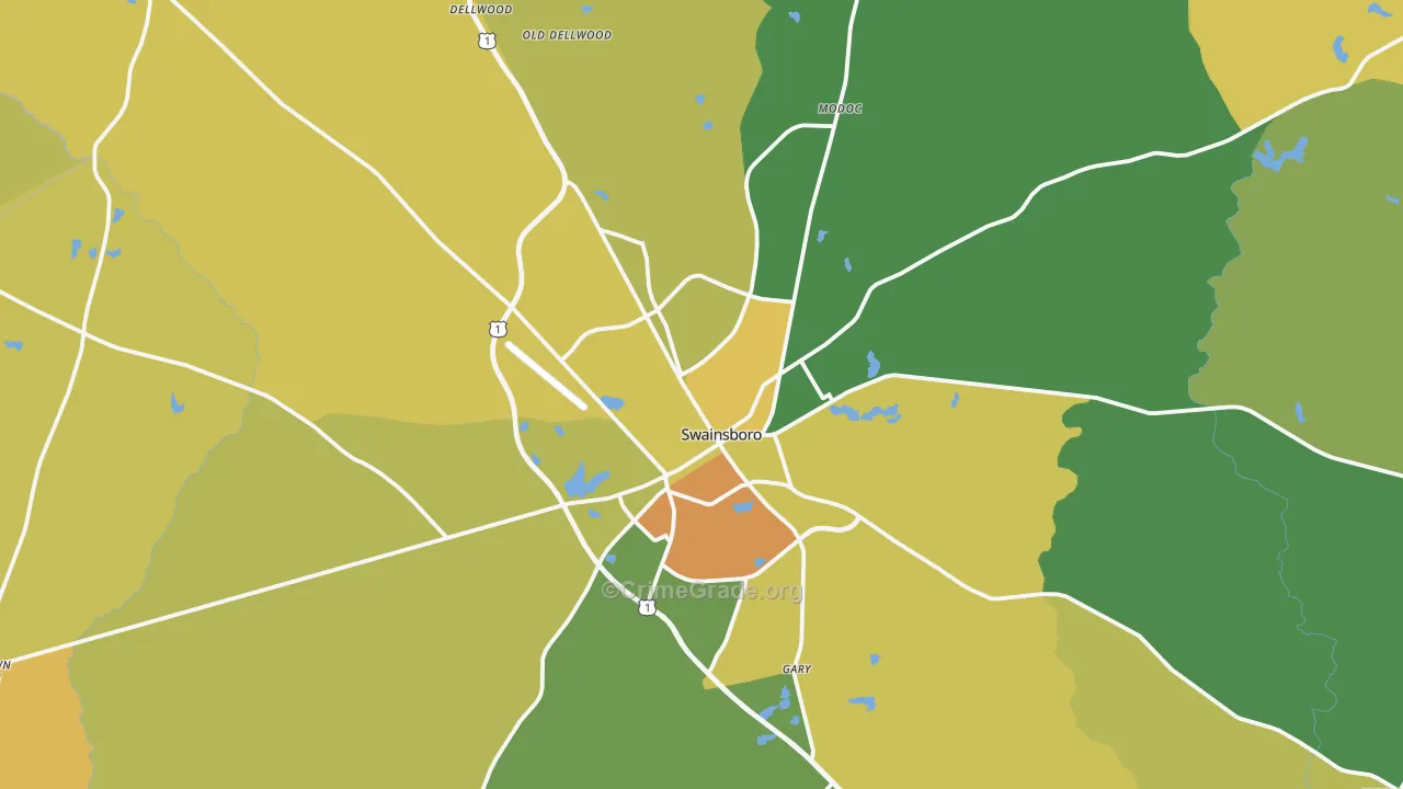 Swainsboro, GA Map of Drug-Related Crime Rates