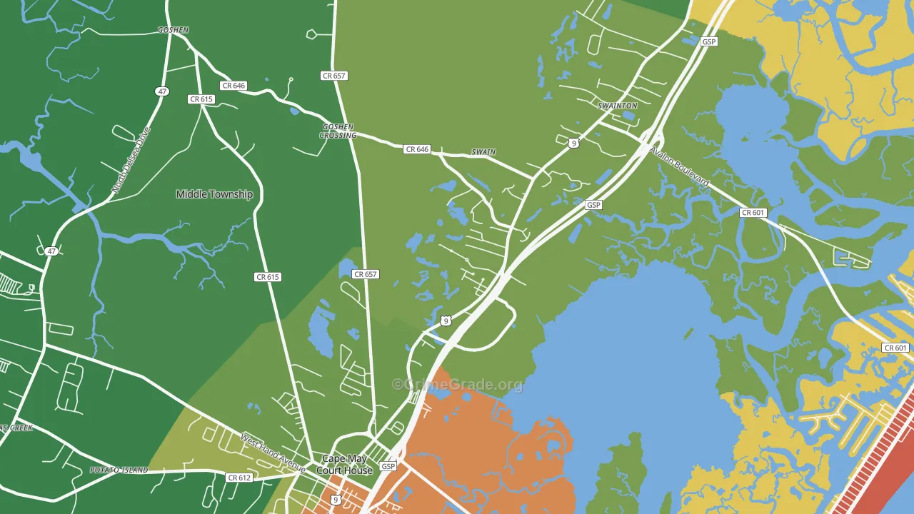 Swainton, NJ Map of Drug-Related Crime Rates