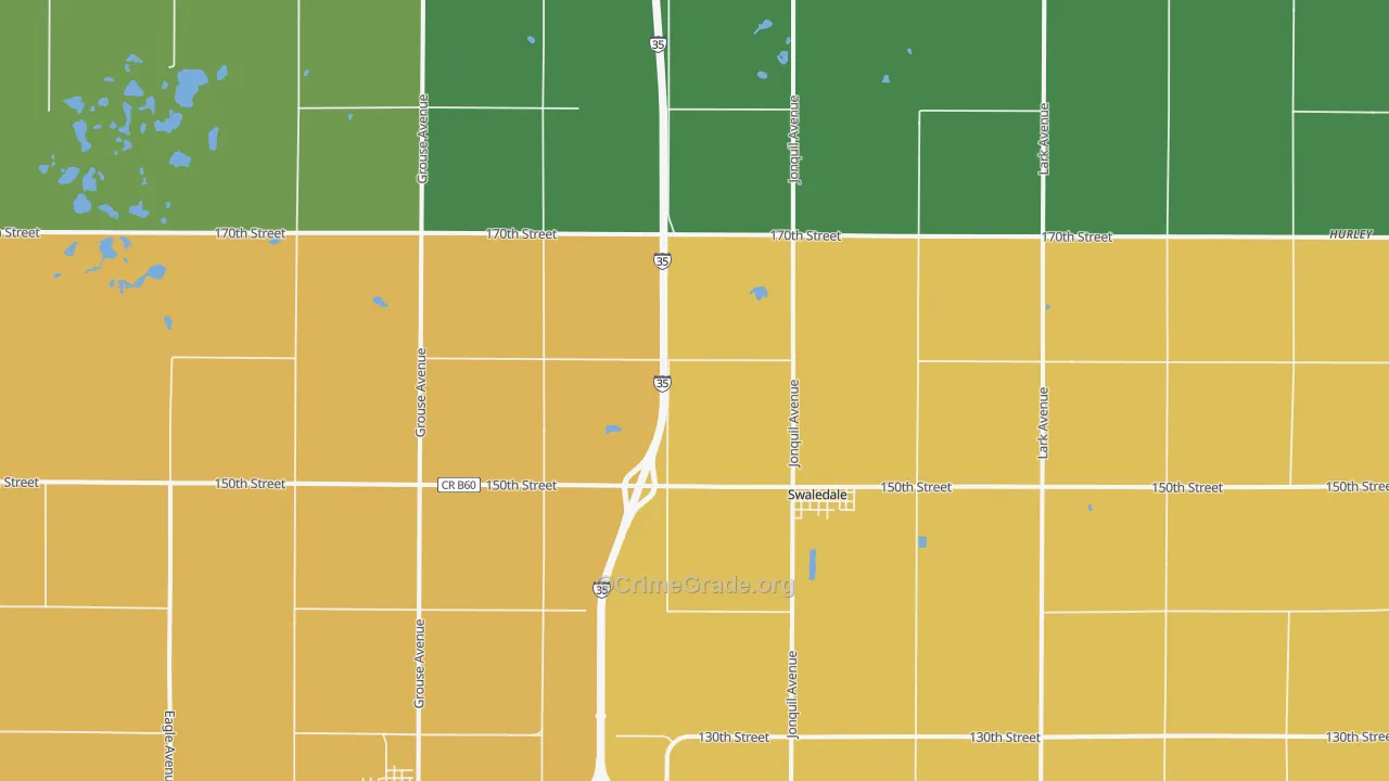 Swaledale, IA Map of Drug-Related Crime Rates