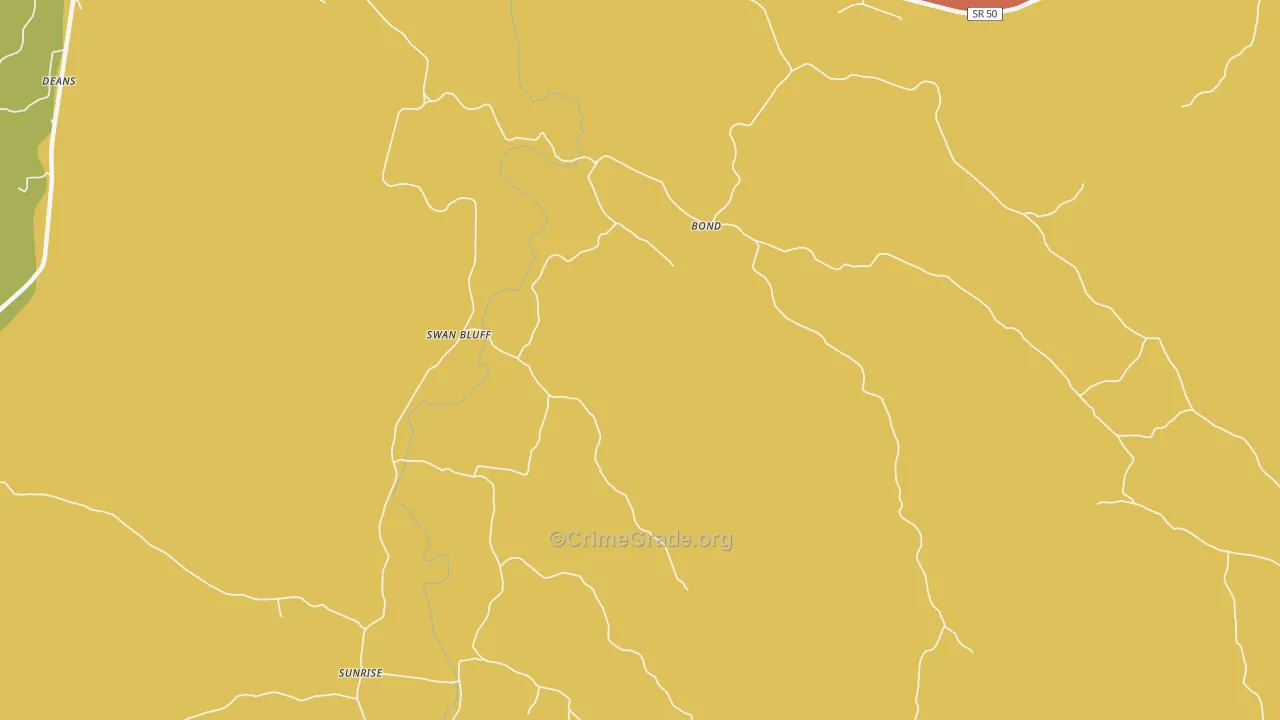 Swan Bluff, TN Map of Drug-Related Crime Rates