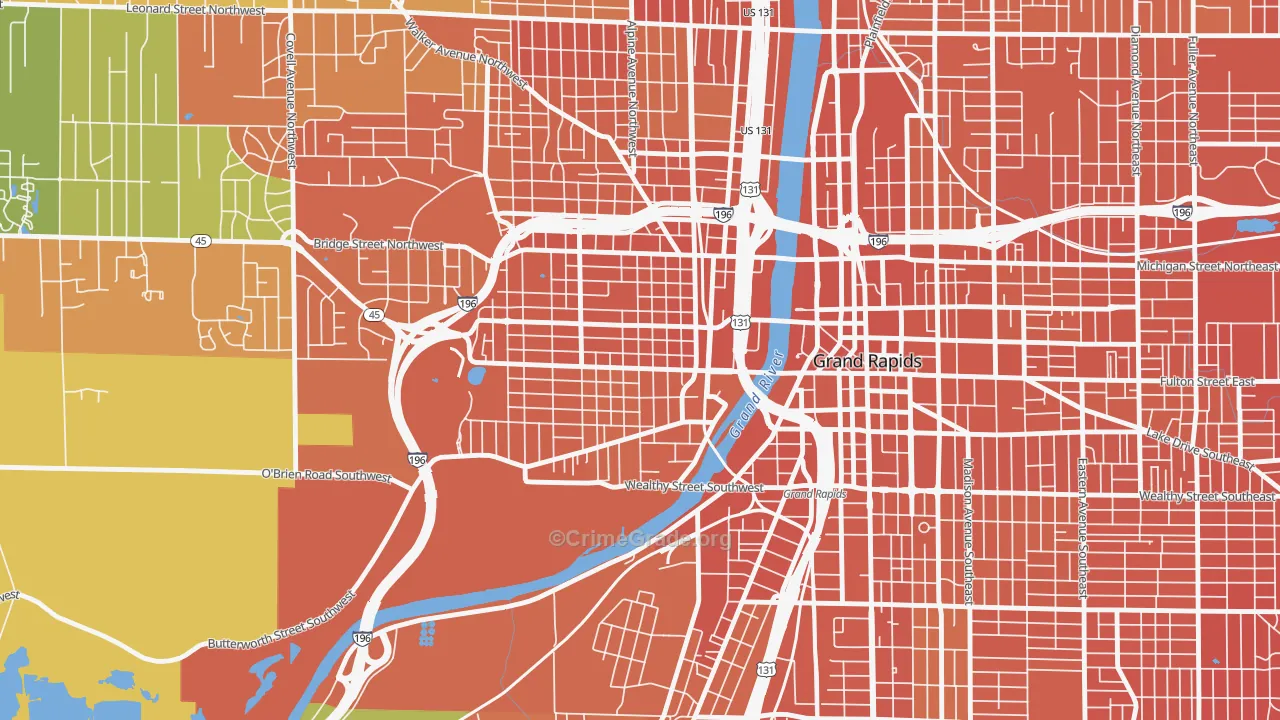 Swan, Grand Rapids, MI Map of Drug-Related Crime Rates