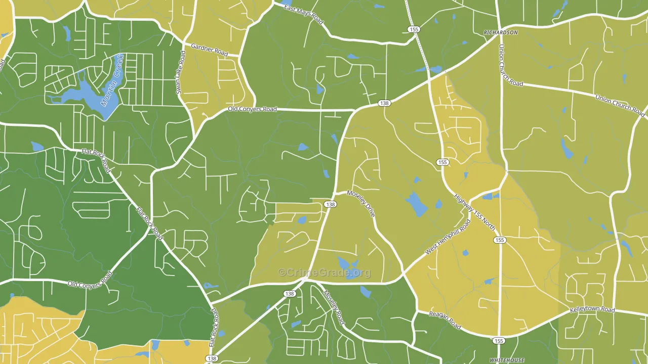 Swan Lake, GA Map of Drug-Related Crime Rates