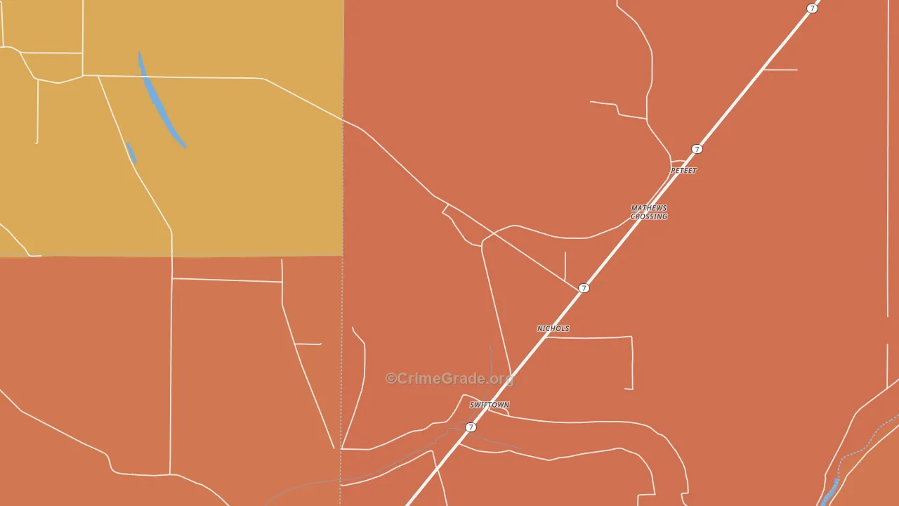 Swan Lake, MS Map of Drug-Related Crime Rates