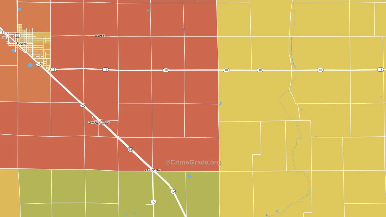 Swanington, IN Map of Drug-Related Crime Rates