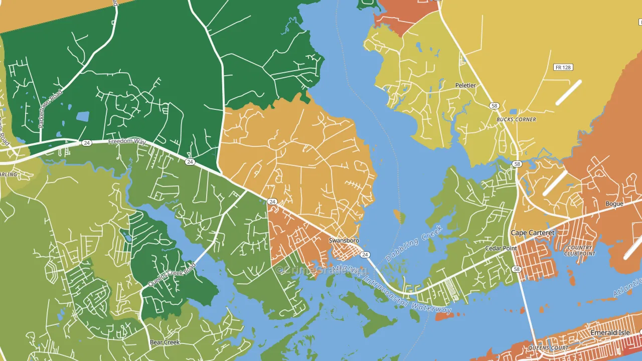 Swansboro, NC Map of Drug-Related Crime Rates
