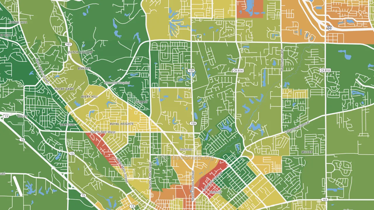 Swansea, IL Map of Drug-Related Crime Rates