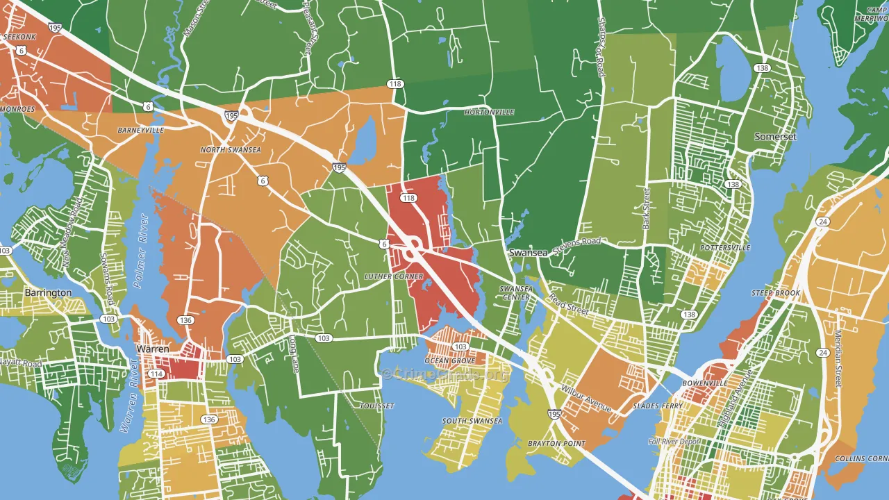 Swansea, MA Map of Drug-Related Crime Rates