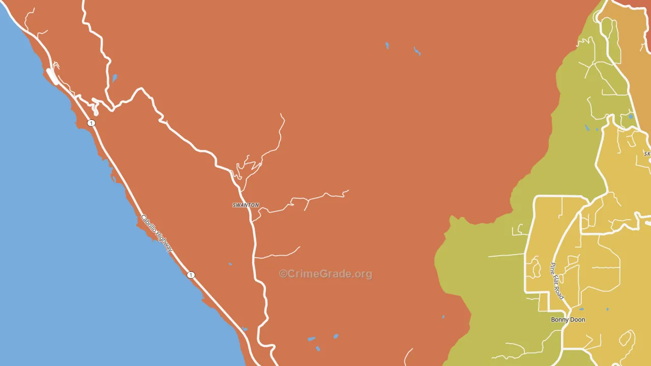 Swanton, CA Map of Drug-Related Crime Rates