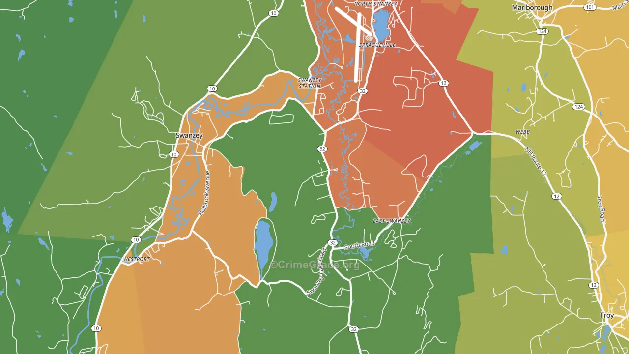 Swanzey, NH Map of Drug-Related Crime Rates