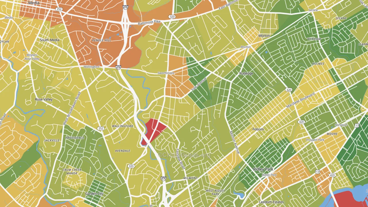 Swarthmore, PA Map of Drug-Related Crime Rates