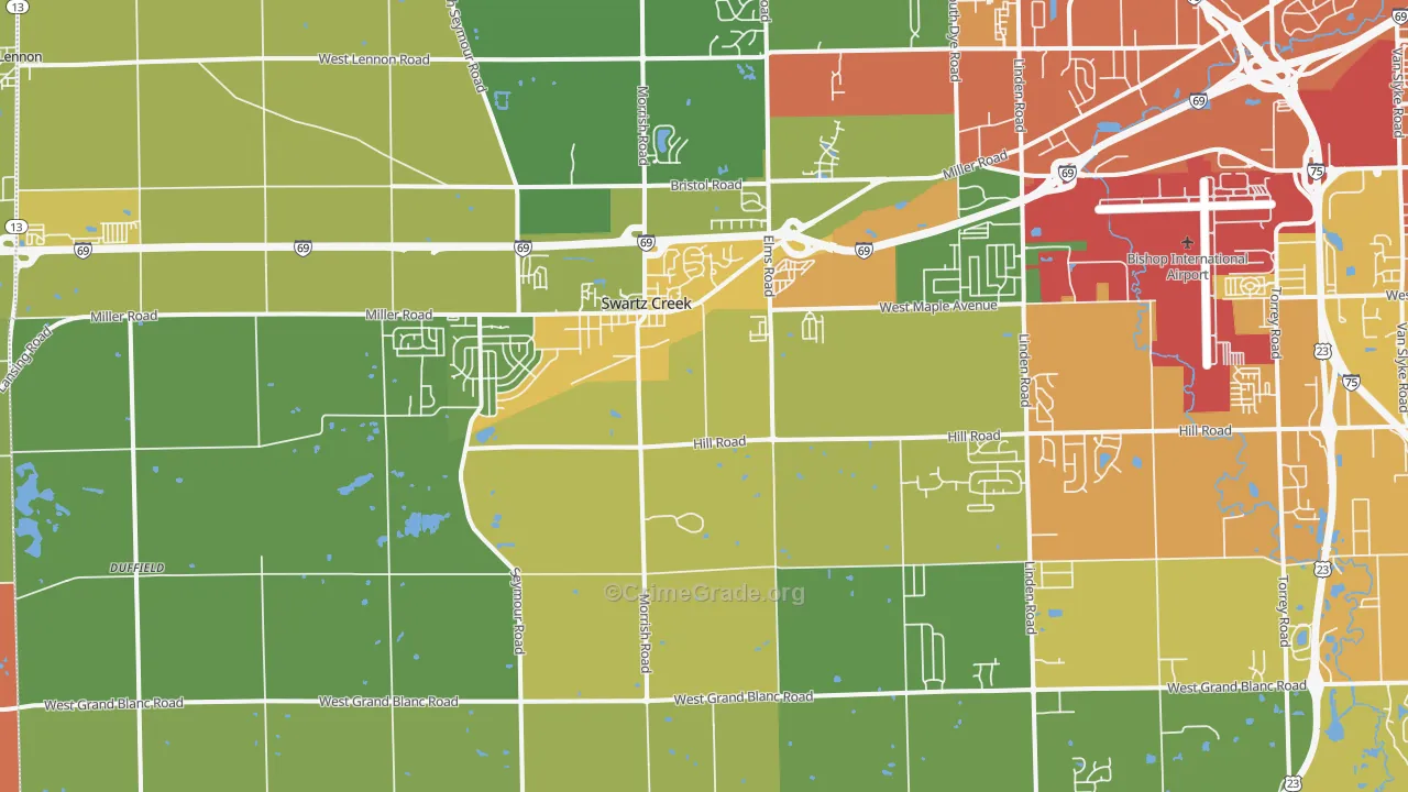 Swartz Creek, MI Map of Drug-Related Crime Rates