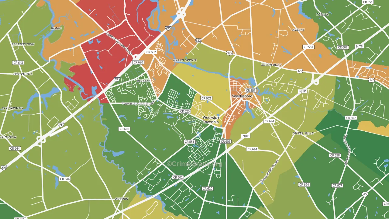 Swedesboro, NJ Map of Drug-Related Crime Rates