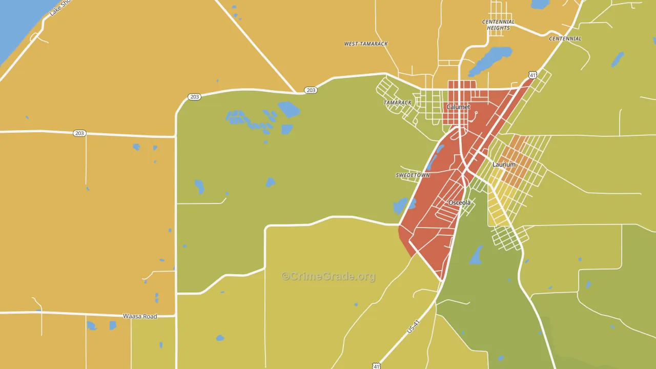 Swedetown, MI Map of Drug-Related Crime Rates