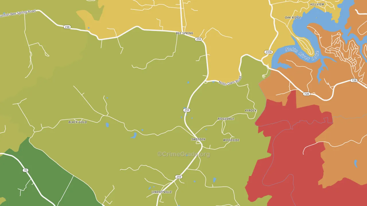 Sweeden, KY Map of Drug-Related Crime Rates