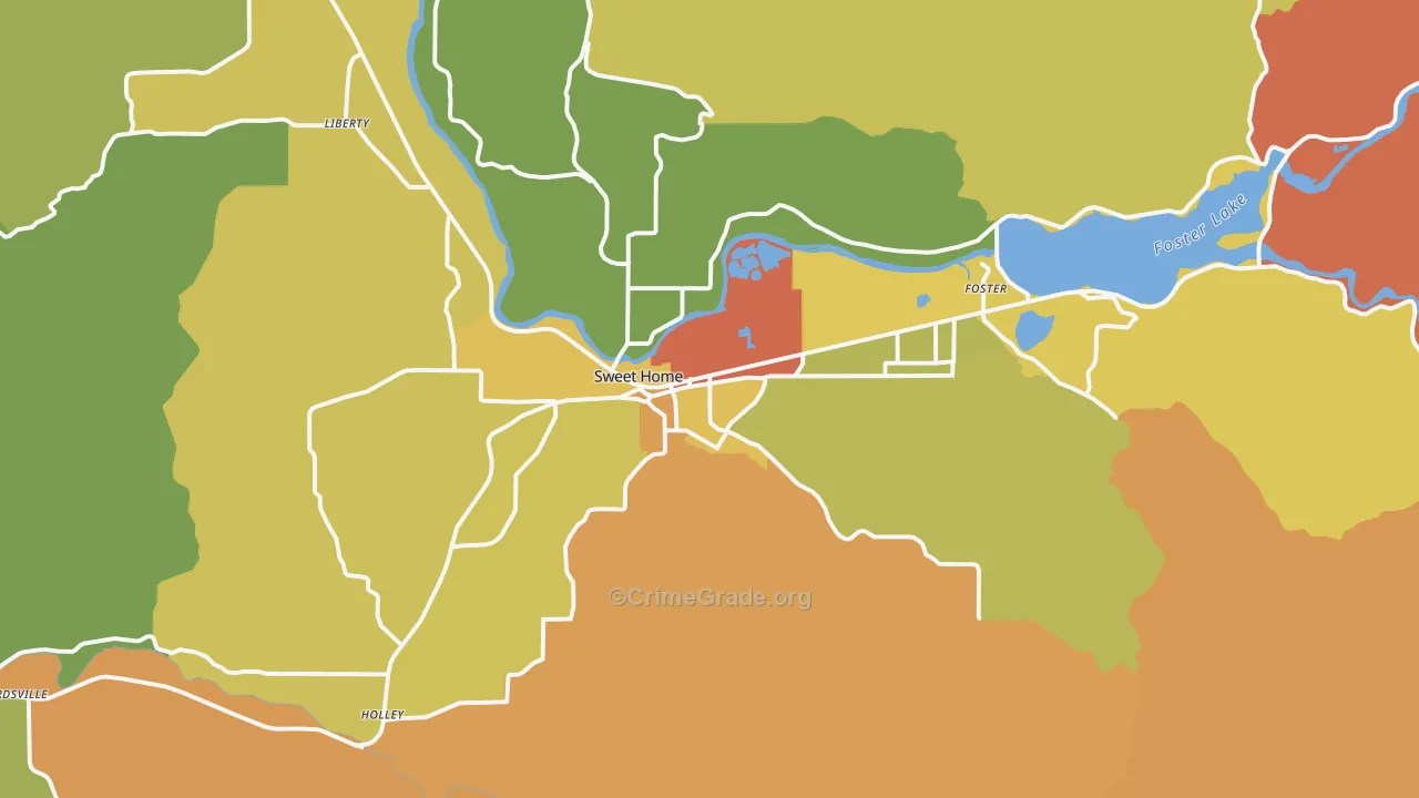 Sweet Home, OR Map of Drug-Related Crime Rates