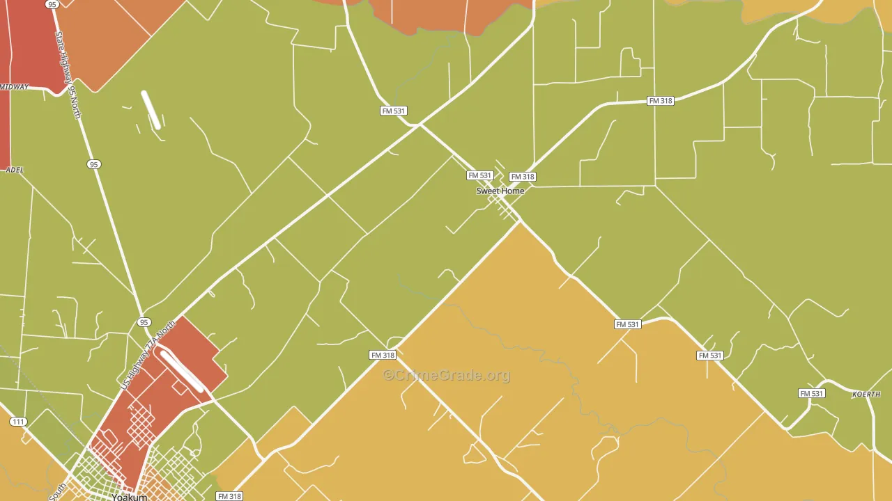 Sweet Home, TX Map of Drug-Related Crime Rates