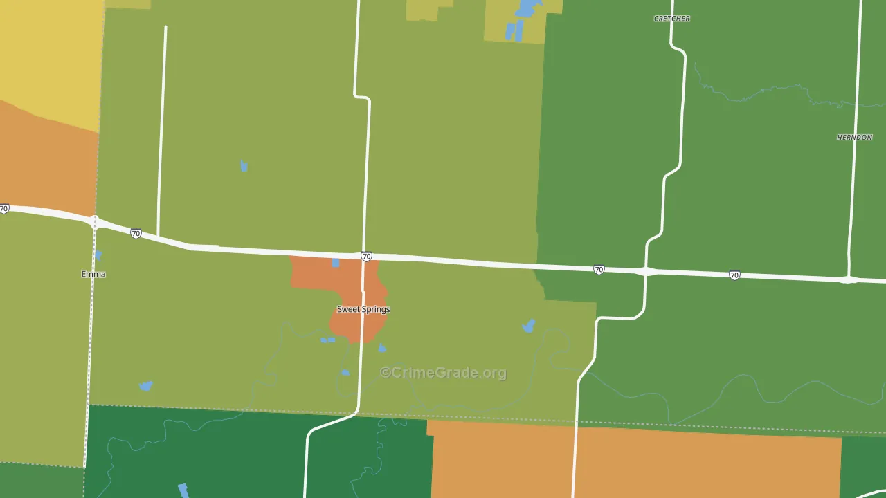 Sweet Springs, MO Map of Drug-Related Crime Rates
