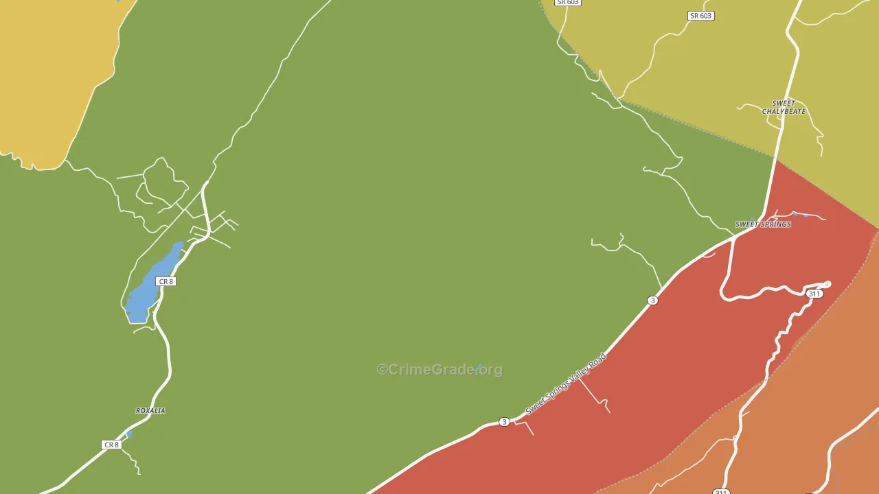 Sweet Springs, WV Map of Drug-Related Crime Rates