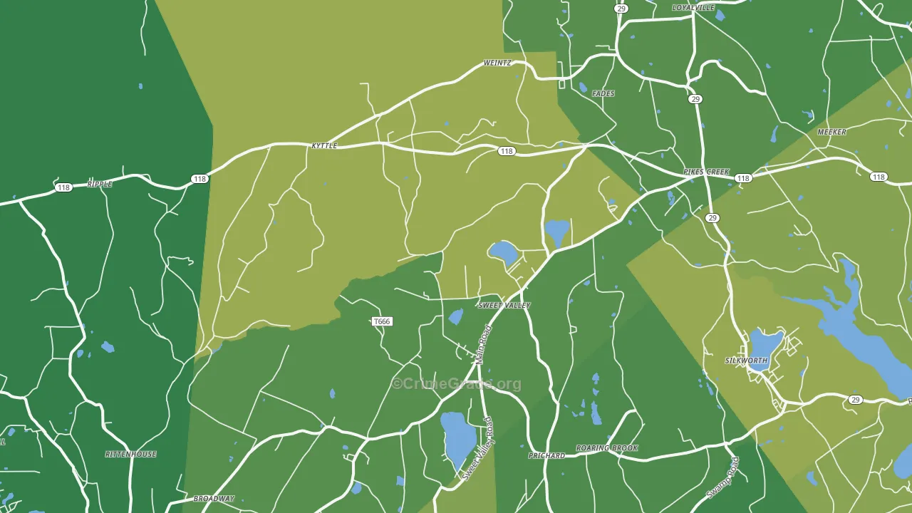 Sweet Valley, PA Map of Drug-Related Crime Rates
