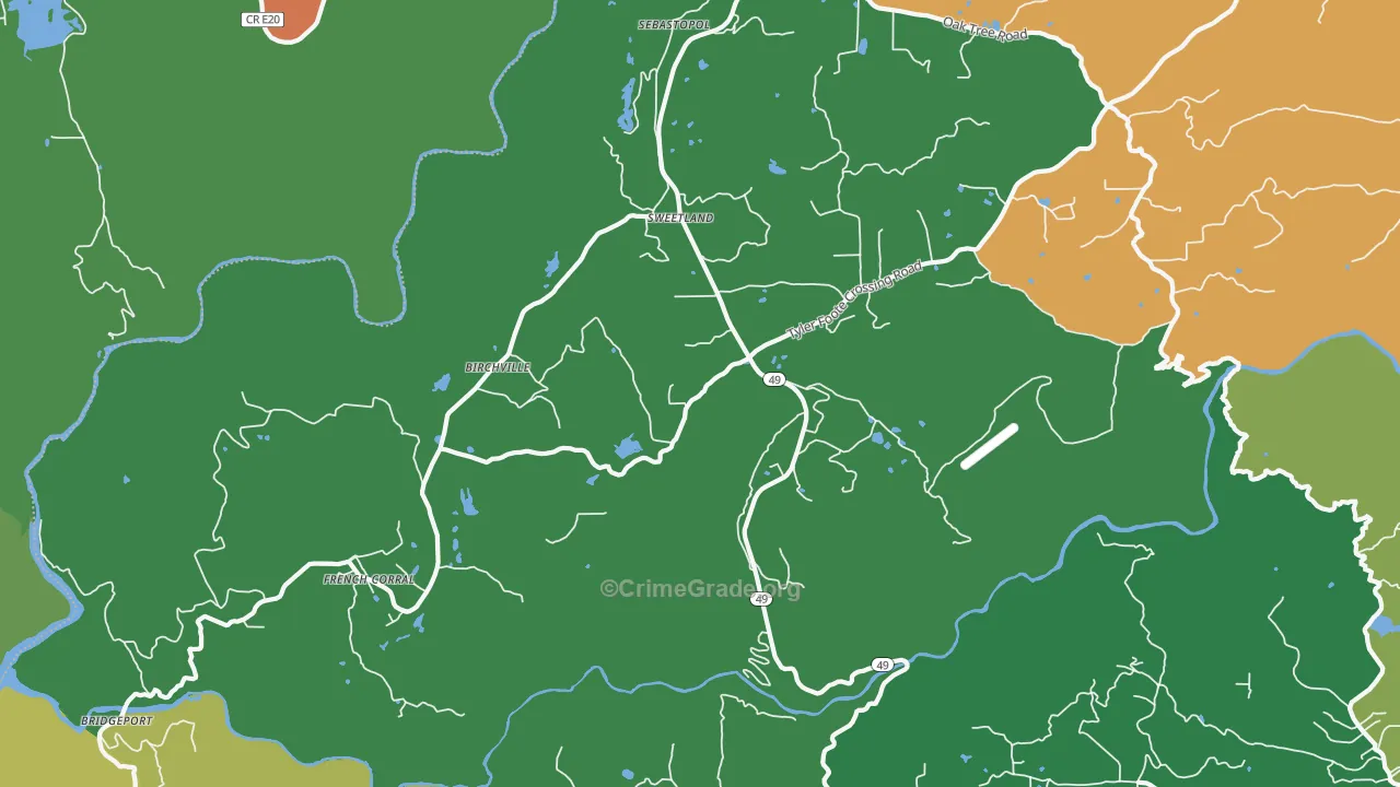 Sweetland, CA Map of Drug-Related Crime Rates