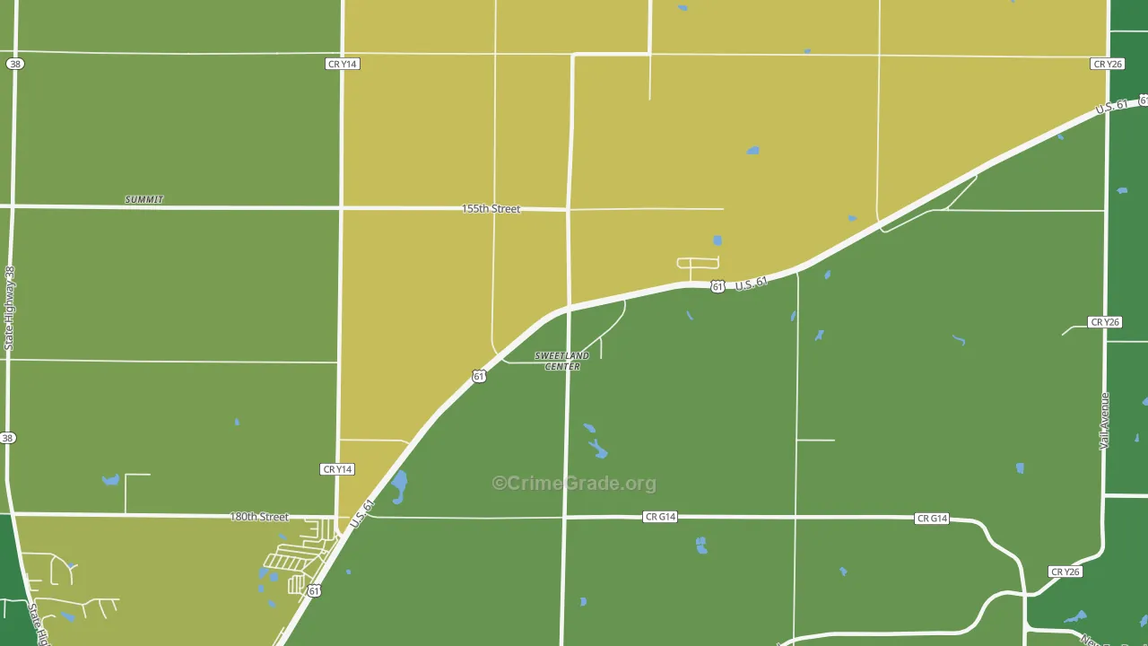 Sweetland Center, IA Map of Drug-Related Crime Rates