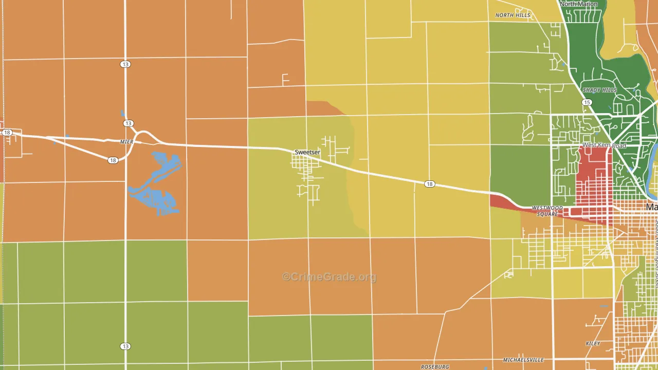 Sweetser, IN Map of Drug-Related Crime Rates