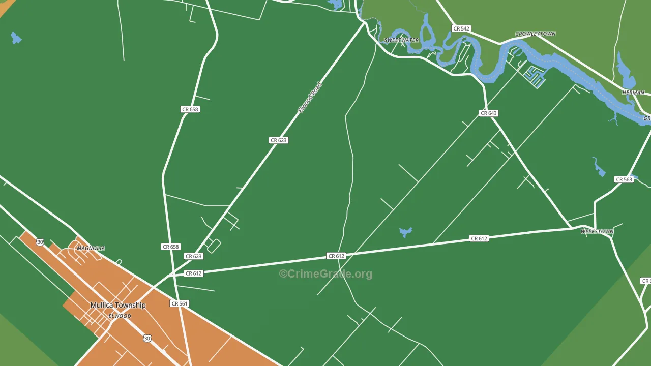 Sweetwater, NJ Map of Drug-Related Crime Rates