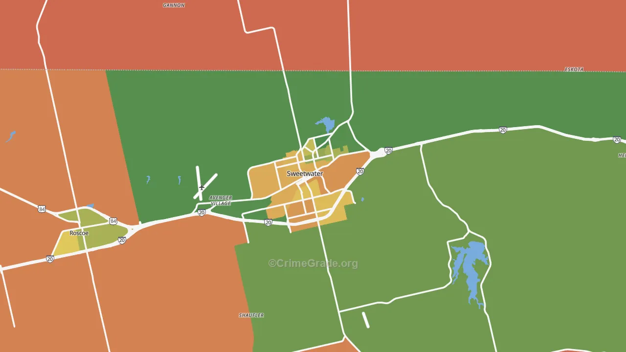 Sweetwater, TX Map of Drug-Related Crime Rates