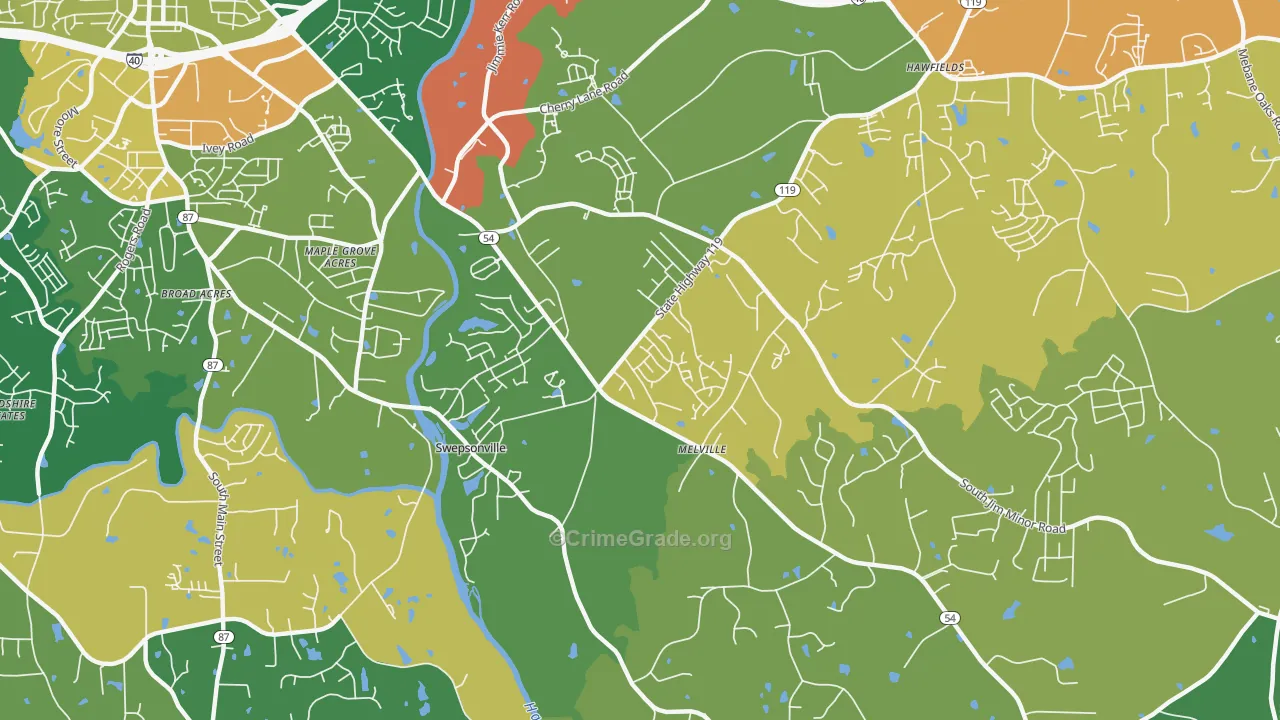 Swepsonville, NC Map of Drug-Related Crime Rates