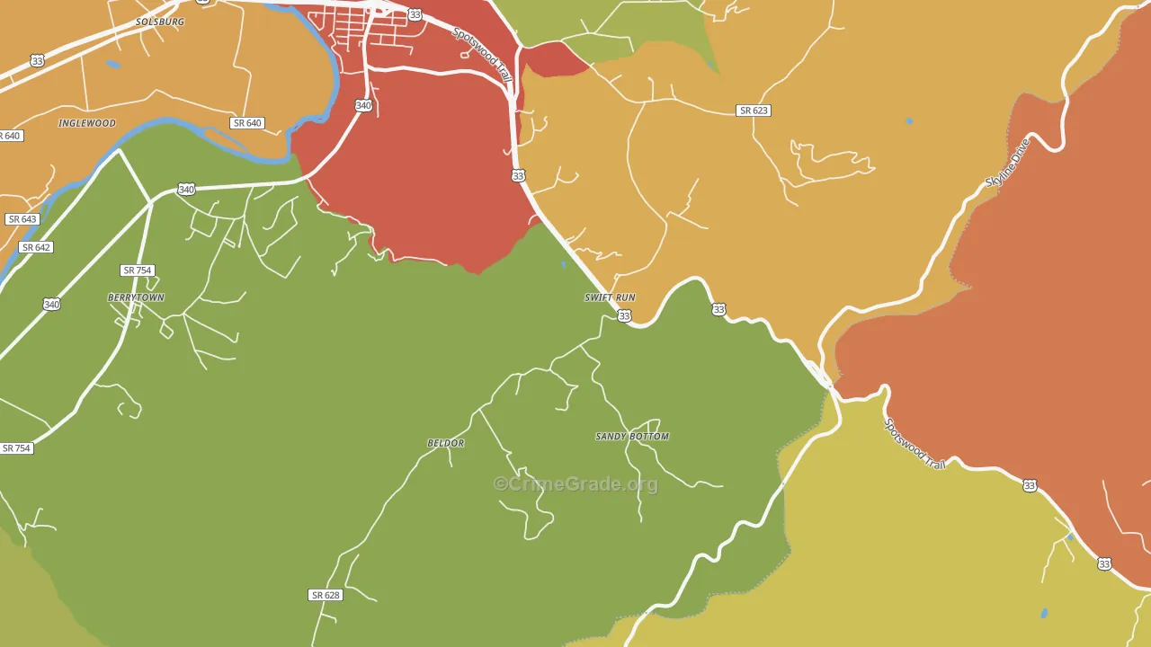 Swift Run, VA Map of Drug-Related Crime Rates