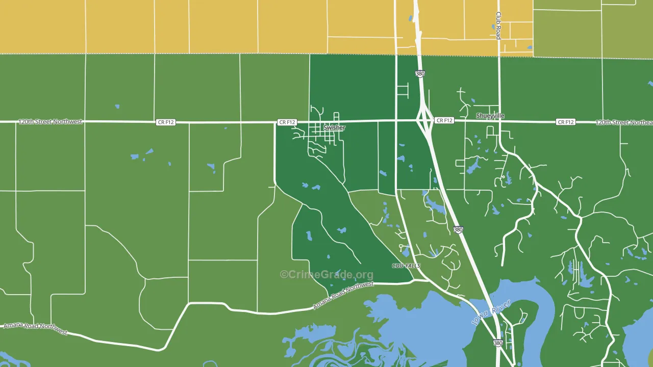 Swisher, IA Map of Drug-Related Crime Rates