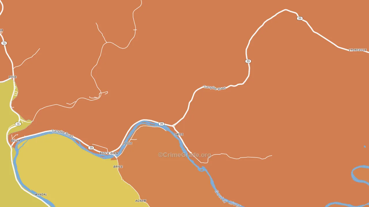 Swiss, WV Map of Drug-Related Crime Rates