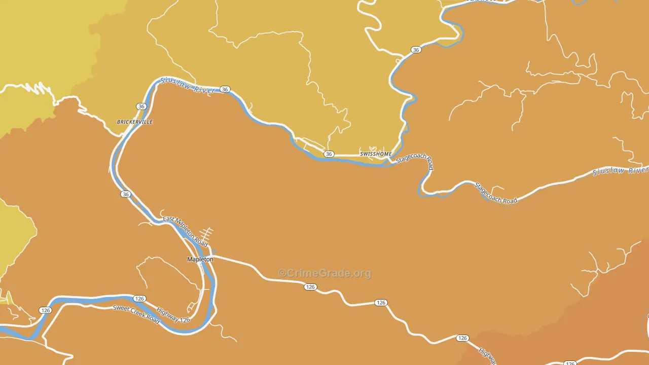 Swisshome, OR Map of Drug-Related Crime Rates