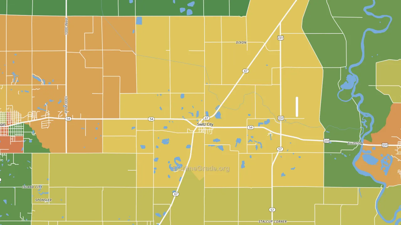 Switz City, IN Map of Drug-Related Crime Rates