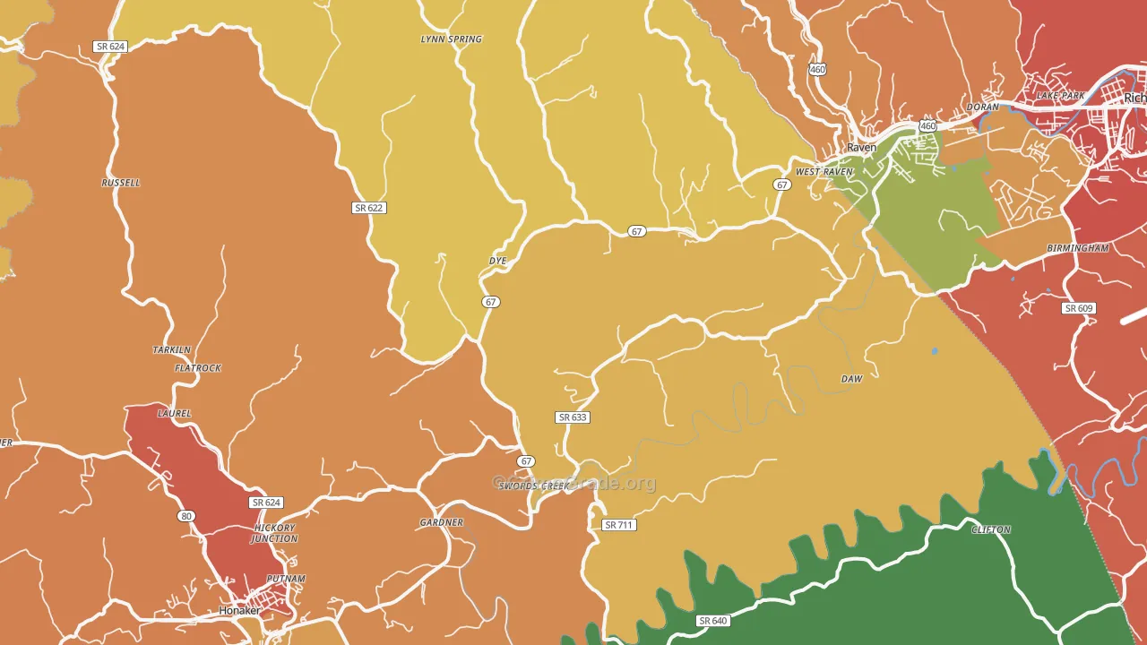 Swords Creek, VA Map of Drug-Related Crime Rates