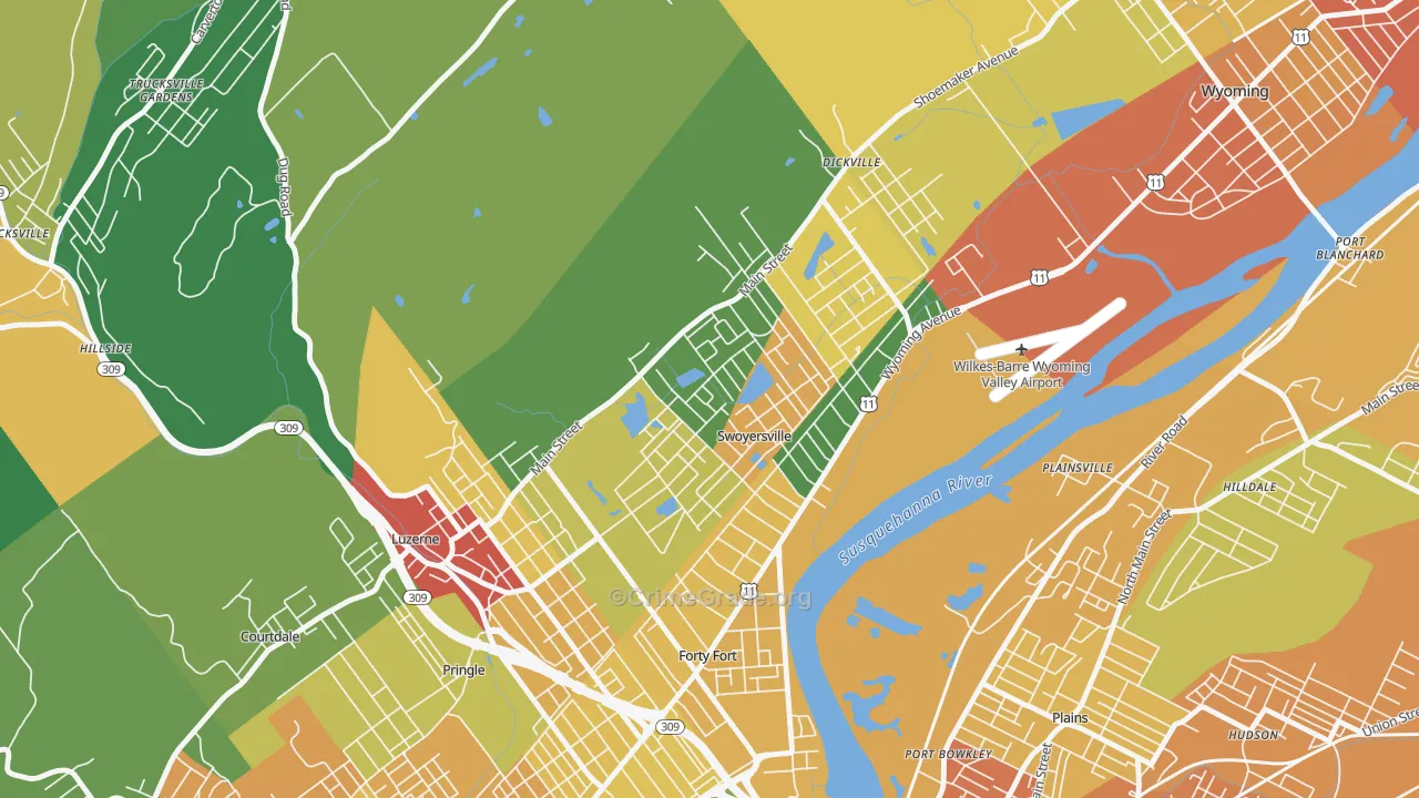 Swoyersville, PA Map of Drug-Related Crime Rates