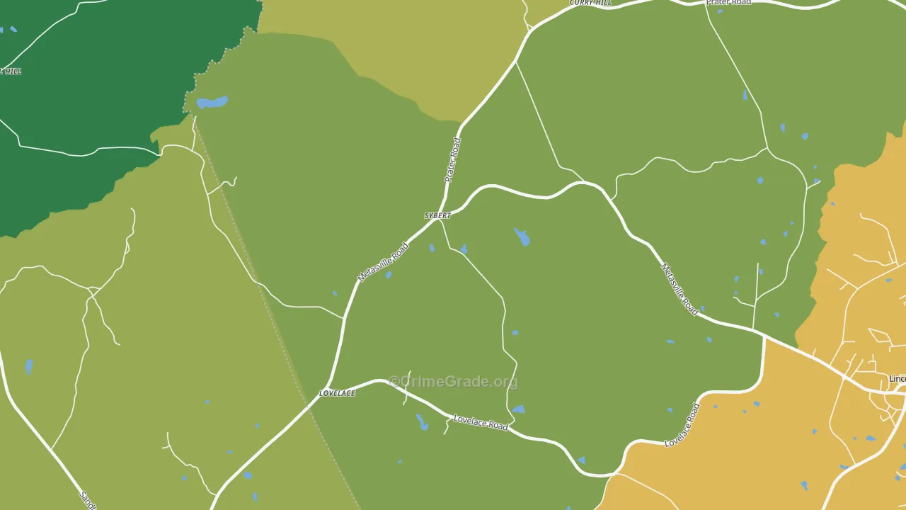 Sybert, GA Map of Drug-Related Crime Rates