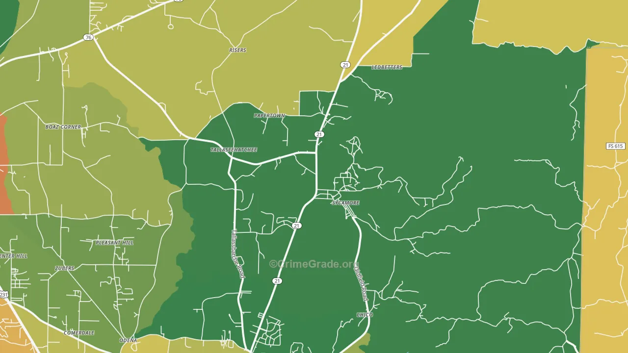 Sycamore, AL Map of Drug-Related Crime Rates