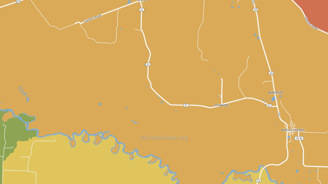 Sycamore, AR Map of Drug-Related Crime Rates