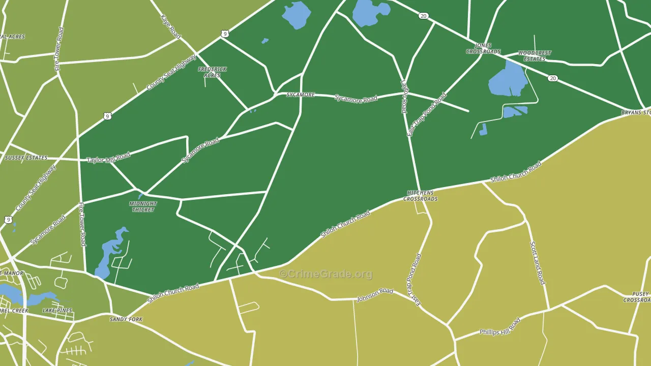 Sycamore, DE Map of Drug-Related Crime Rates