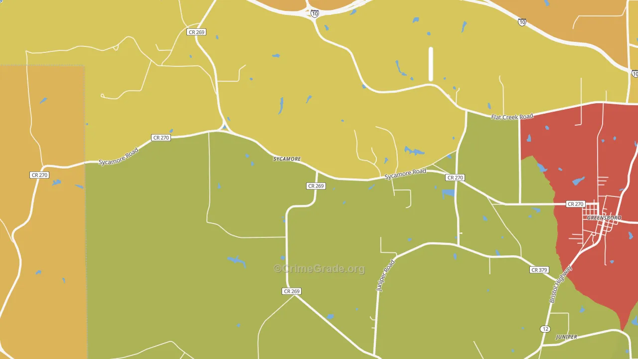Sycamore, FL Map of Drug-Related Crime Rates