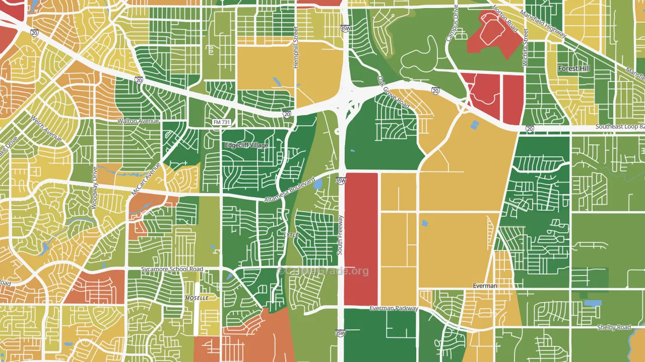 Sycamore, Fort Worth, TX Map of Drug-Related Crime Rates