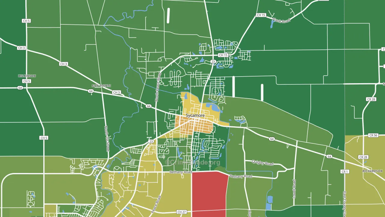 Sycamore, IL Map of Drug-Related Crime Rates