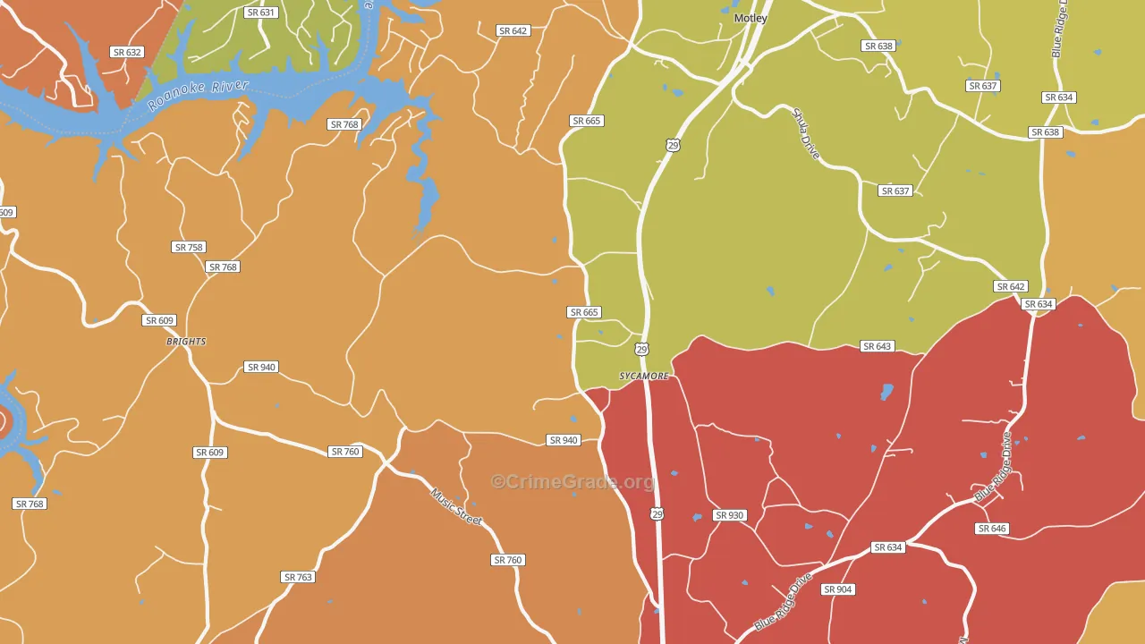 Sycamore, VA Map of Drug-Related Crime Rates