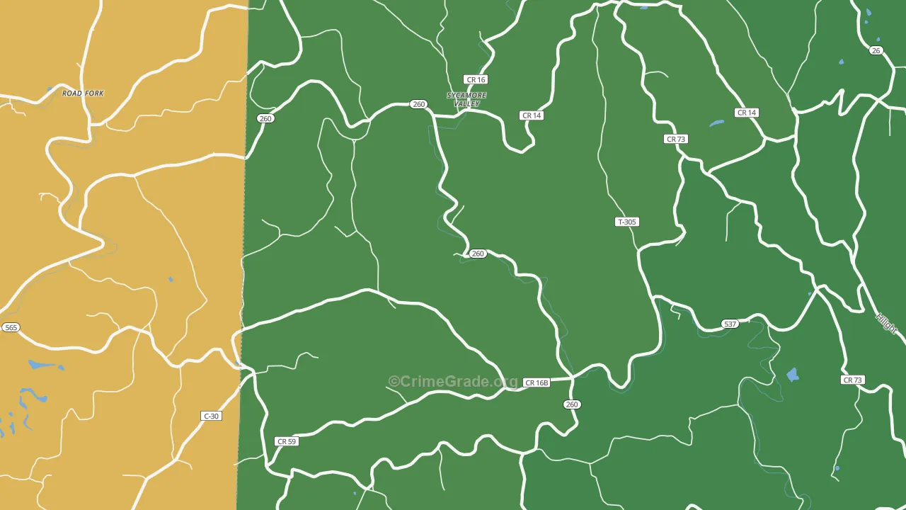Sycamore Valley, OH Map of Drug-Related Crime Rates