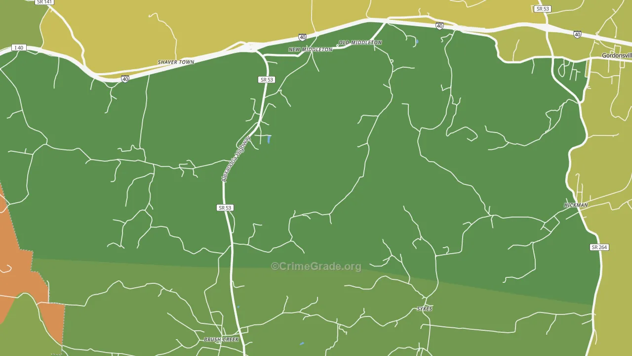 Sykes, TN Map of Drug-Related Crime Rates